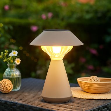 Solarna lampa stołowa LED, kolor piaskowy, wys. 23 cm