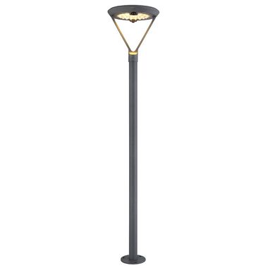 LED-zonnelamp, padlamp, roestvrij staal, glas, grijs H 227,2 cm