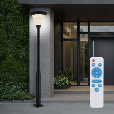 LED Solarleuchte, Wegelampe, Aluminium, schwarz, H 336 cm