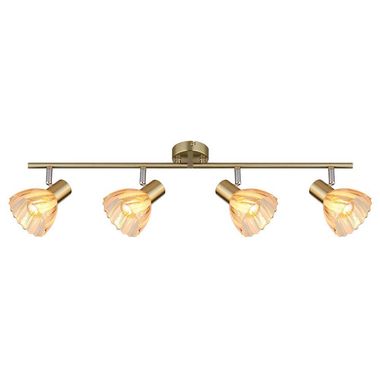 Plafondlamp, metaal, glas, messing, beweegbare spots