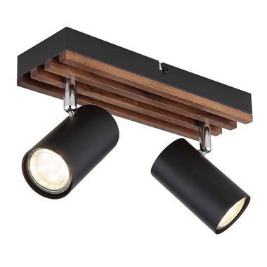 Ceiling light, wood, black, brown, spots movable