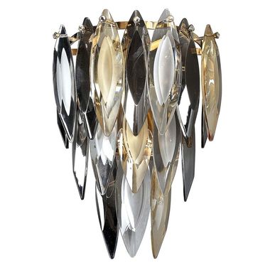 Kinkiet złoty, kryształy K9, kolor szampański, wys. 34 cm