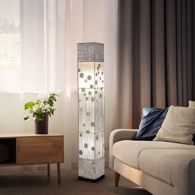 Floor lamp, mother-of-pearl, textile, white, H 150 cm