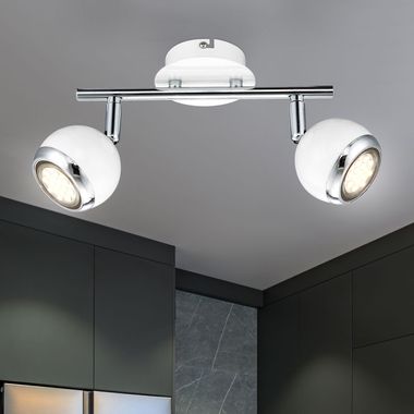 Plafonnier rétro LED blanc double spot OMAN