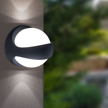 Applique LED Up & Down, boule, anthracite, H 20 cm