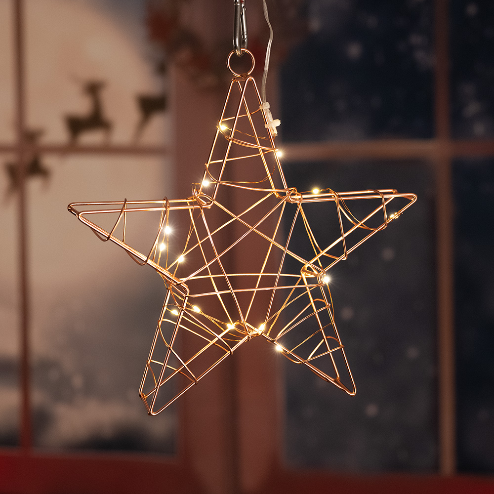 LED Weihnachtsstern, Metall, Kupfer, H 25 cm | ETC Shop