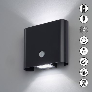 LED wall light, magnet, motion detector, USB