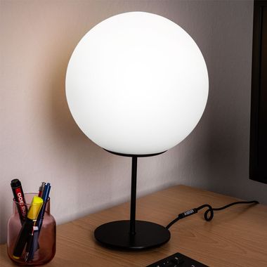 Lampada da tavolo, metallo e vetro, H 45 cm