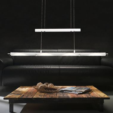 Suspension LED, argent, réglable en hauteur, H 165 cm