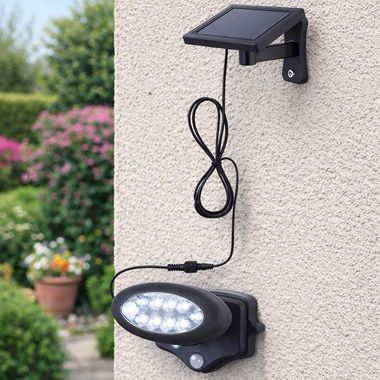 LED Solar Wandleuchte, Bewegungsmelder, schwenkbar, B 17 cm
