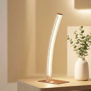 LED table lamp, curved, copper-coloured, H 37 cm