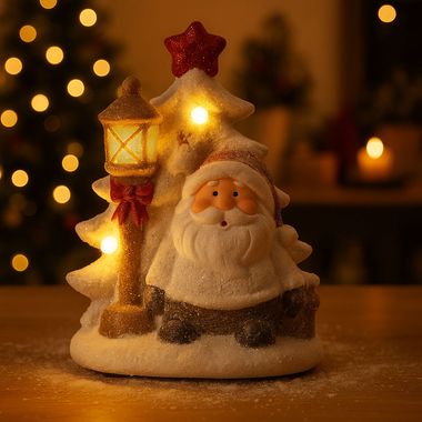 LED Weihnachtsmann, Dekofigur, Baum, H 22 cm