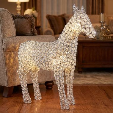 LED horse, chrome, crystals, height 47 cm, HORSE II