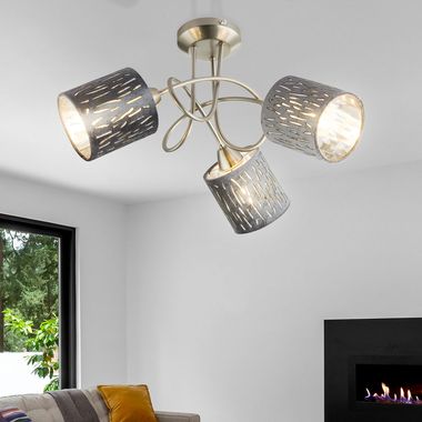 Ceiling light, velvet, metallic silver, 46 cm, TAROK