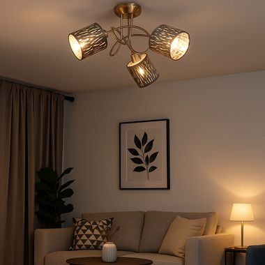 Deckenleuchte, Samt, silber-metallic, 46 cm, TAROK