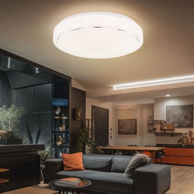 Plafonnier LED, métal., Rond, blanc opale