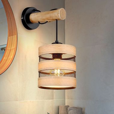 Wall lamp Wooden lamp, metal wood, black brown, H 36 cm