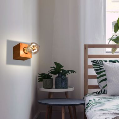 Wall lamp, wood, country style, H 10 cm