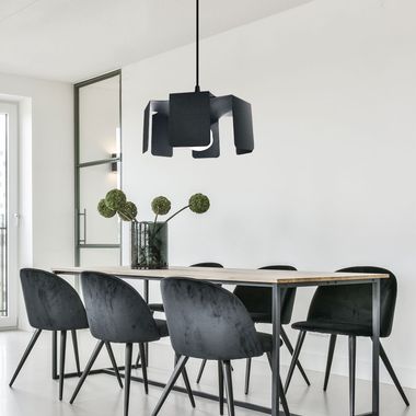 Hanglamp, zwart, staal, vierkant, 1x E27, H 110 cm