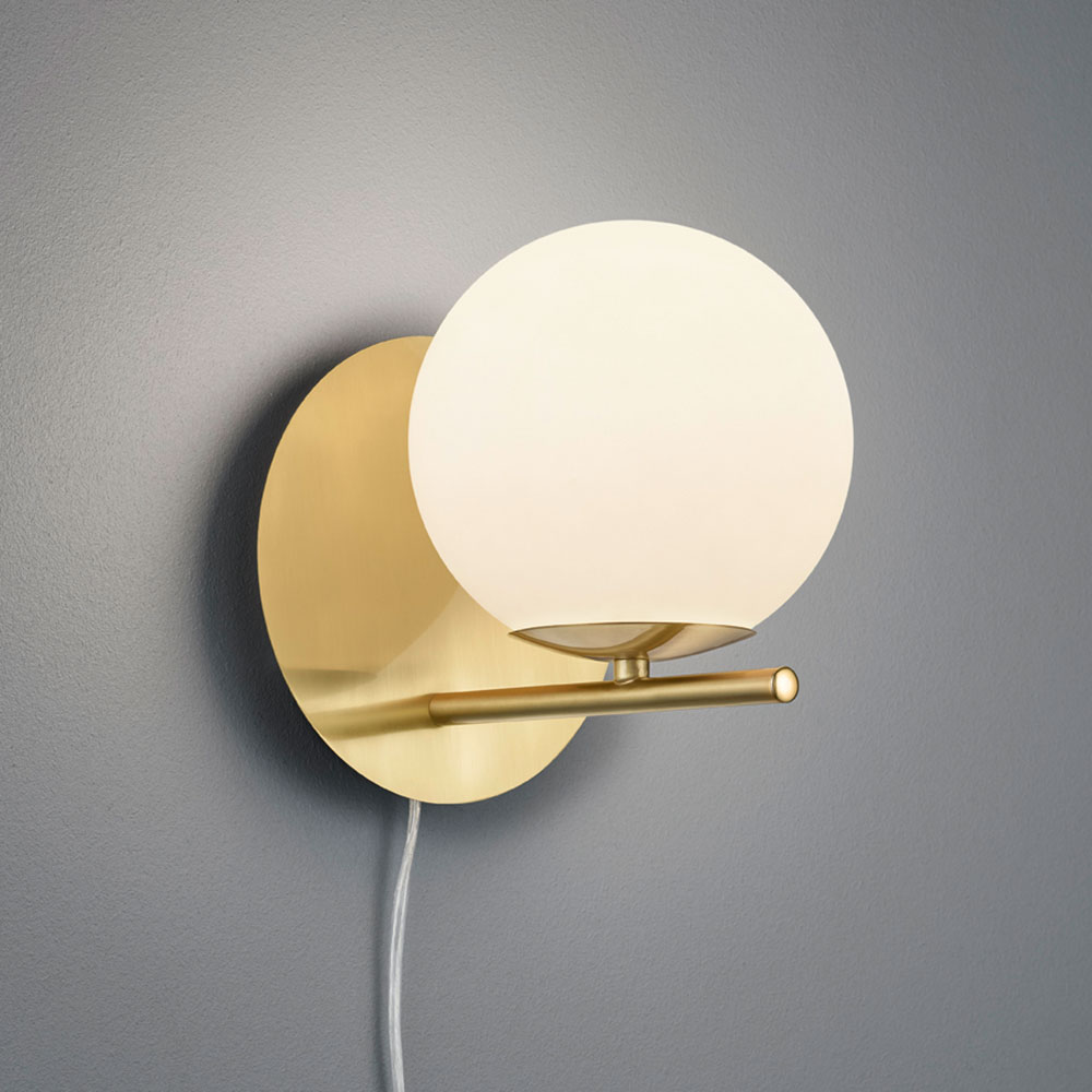 Applique Murale Laiton Vieilli, Verre Blanc/jaune, E14 – Réglable
