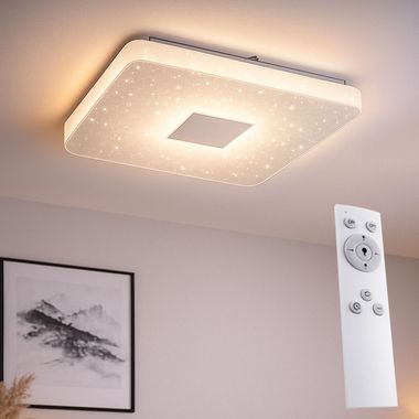 LED ceiling light, remote control, CCT, dimmable, white, L 60 cm