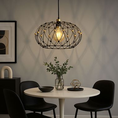 Hanglamp metaalgaas zwart goud, H 150 cm