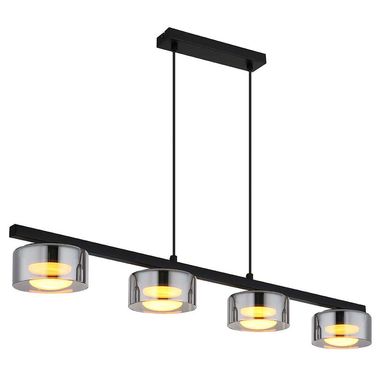 Lampada a sospensione a LED, vetro fumé, nero, L 90 cm