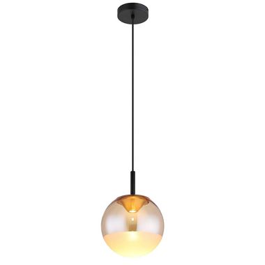 Lampa wisząca LED, czarna, aluminium, szklana kula, wys. 130 cm