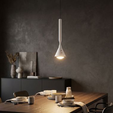 LED pendant light, metal, white, height-adjustable, USB, CCT, Ø 9.9 cm