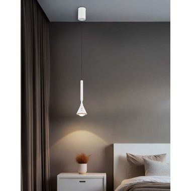 LED-hanglamp, metaal, wit, touchdimmer, werkt op batterijen, hoogte 150 cm