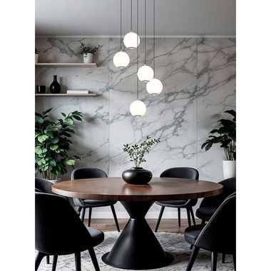 LED Pendelleuchte, grau matt, Glaskugeln, CCT, H 150 cm