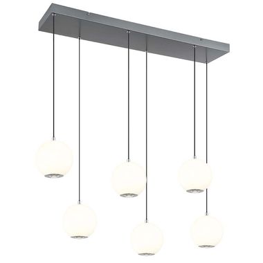 Lampa wisząca LED, szkło, kule, 5 świateł, wys. 150 cm