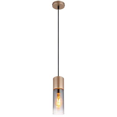 Hanglamp, metaal, cappuccino, gerookt glas, H 120 cm