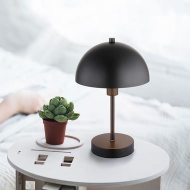 Tischleuchte, Pilz, schwarz, H 31 cm