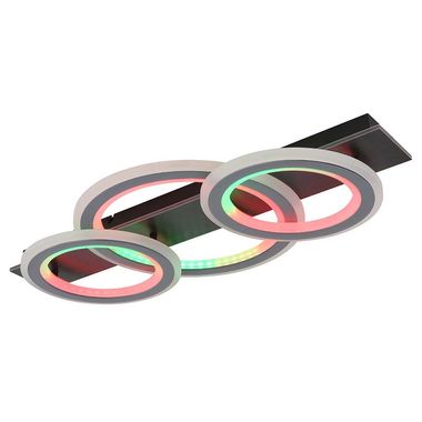 RGB LED Deckenleuchte, schwarz, Regenbogeneffekt, Fernbedienung, L 73 cm