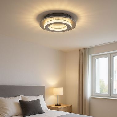 LED ceiling light, crystals, anthracite, black, CCT, D 20 cm