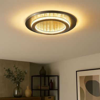 LED plafondlamp, kristallen, antraciet, zwart, CCT, D 35 cm