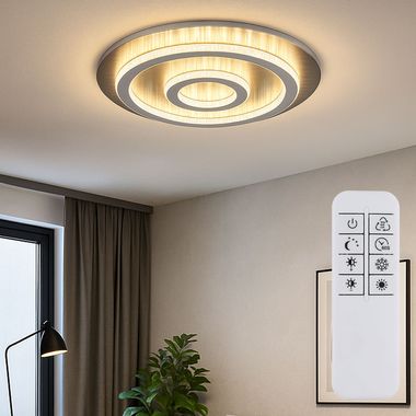 LED Deckenleuchte, anthrazit, Kristalle, dimmbar, Fernbedienung, D 45 cm