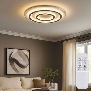 Plafonnier LED, blanc, cristaux, intensité lumineuse variable, télécommande, D 55 cm