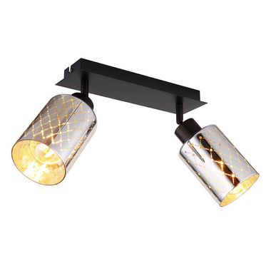 Ceiling light, chrome-plated glass, movable spotlight, H 22 cm