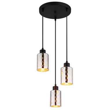 Hanglamp, verchroomd glas, zwart, H 120 cm