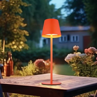LED table lamp, red, rechargeable battery, CCT, touch dimmer, bottle top