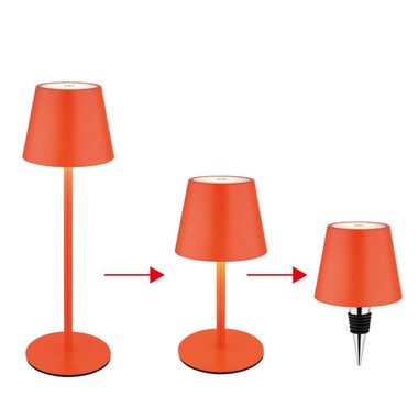 Lampe de table LED, rouge, batterie, CCT, variateur tactile, embout pour bouteille