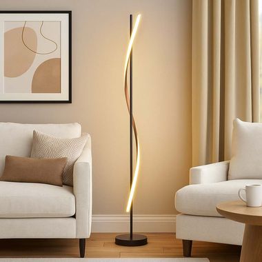 LED Stehleuchte, schwarz, Holzoptik, H 150,7 cm