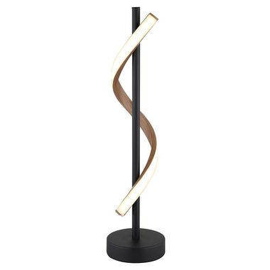 LED-tafellamp, metaal, mat zwart, houtlook, H 49,3 cm