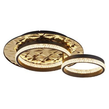 Plafonnier LED, aluminium, doré, aspect cristal, L 50,5 cm