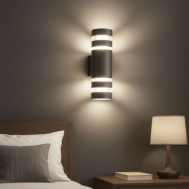 Lampa ścienna, szkło, antracyt, 2 płomienie, wys. 22 cm