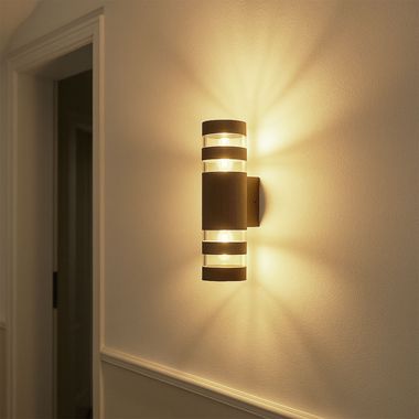 Wandleuchte, Glas, bronze, 2 flammig, H 22 cm