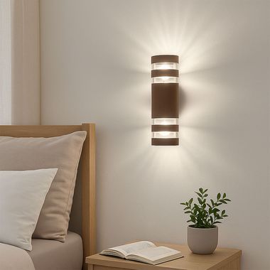 Wandlamp, glas, brons, 2 vlammen, H 22 cm