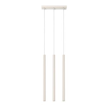 Suspension, métal, beige, 3 lampes, H 94 cm